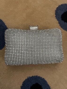 Silver Crystal Evening Clutch - Unbranded